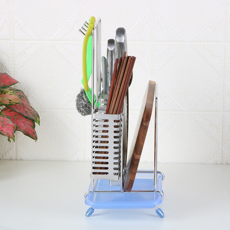 Stainless steel kitchen knife holder holder knife holder chopping board holder chopsticks knife drain storage rack manufacturers wholesale