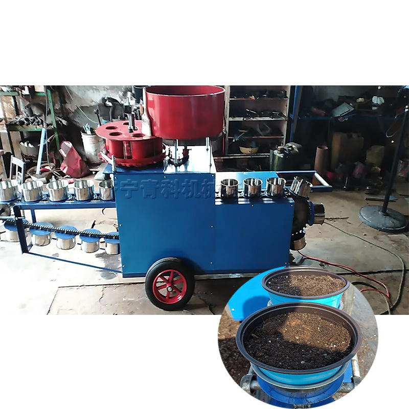 花卉盆栽营养土灌装机 育苗花卉装钵机 小型大棚种植营养土装袋机