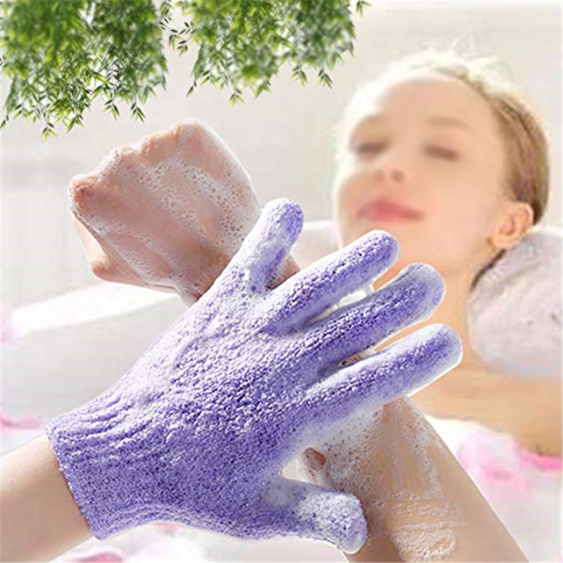 Venta al por mayor de baño de cinco dedos guantes de baño de nylon Toalla de baño de niños Toalla de baño de burbujas de colores