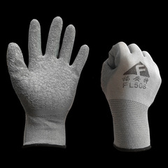 掛膠手套 廠家批發13針灰尼龍灰線皺大拇指全浸工地幹活勞保手套