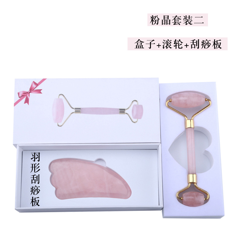 Rosa cristal Jade rodillo masajeador Opal belleza contenedor joya Amazon transfronteriza Jade rodillo fábrica al por mayor