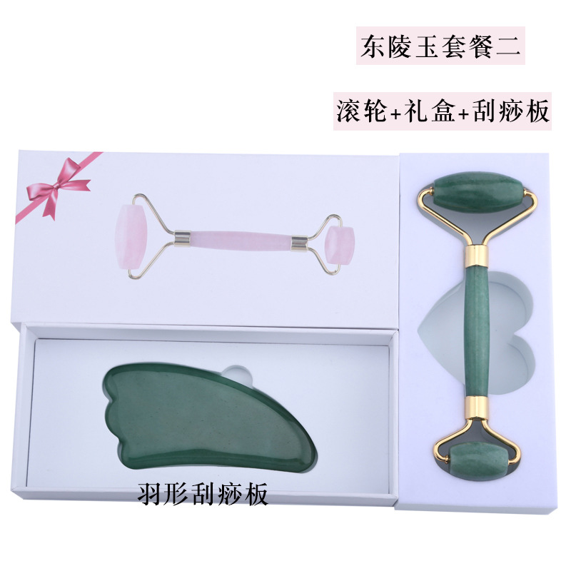 Rosa cristal Jade rodillo masajeador Opal belleza contenedor joya Amazon transfronteriza Jade rodillo fábrica al por mayor