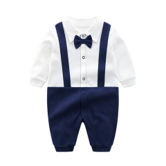 Newborn Baby Clothes Spring and Autumn Male Baby Onesie 0-6 Months 100 Days 9 Infant Full Moon Gentleman Crawling Suit 