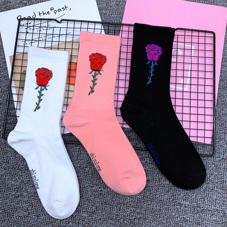 Korean Ins European and American Cute Stylish Hip-Hop Street Skateboard Trendy Brand Men's and Women's Mid-Length Japanese Style Cotton Socks Wholesale