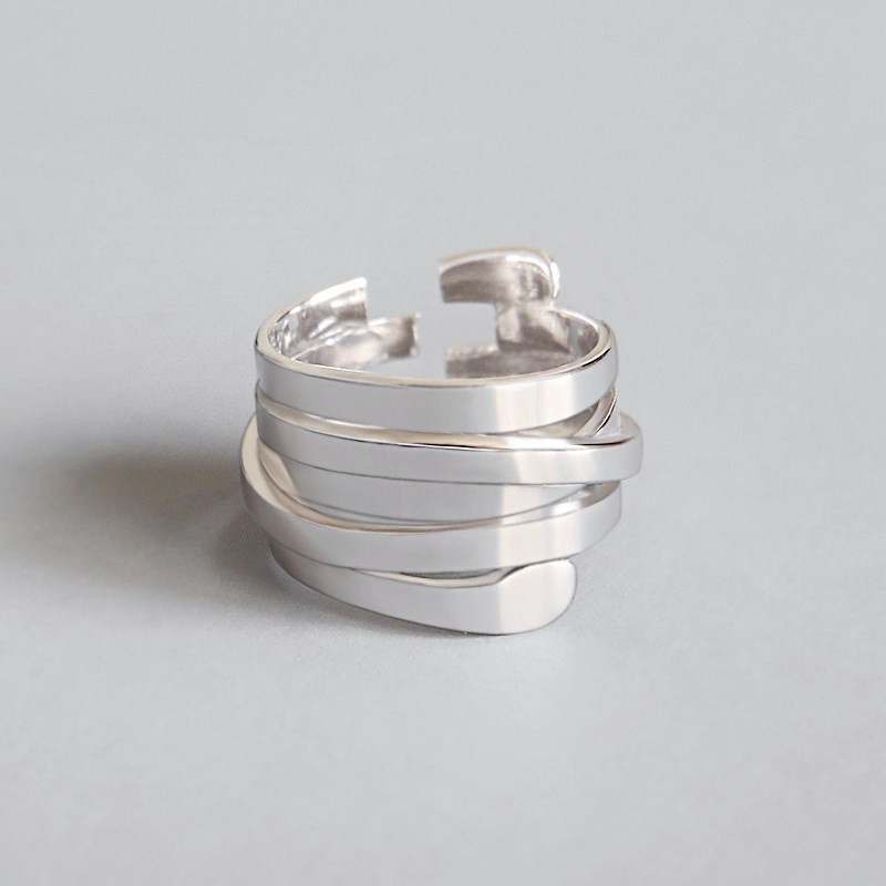 Distinctive Multi-layer Winding Ring Trendy Men's and Girls' Accessories Korean-style Silver Plated Retro Multi-layer Winding Ring