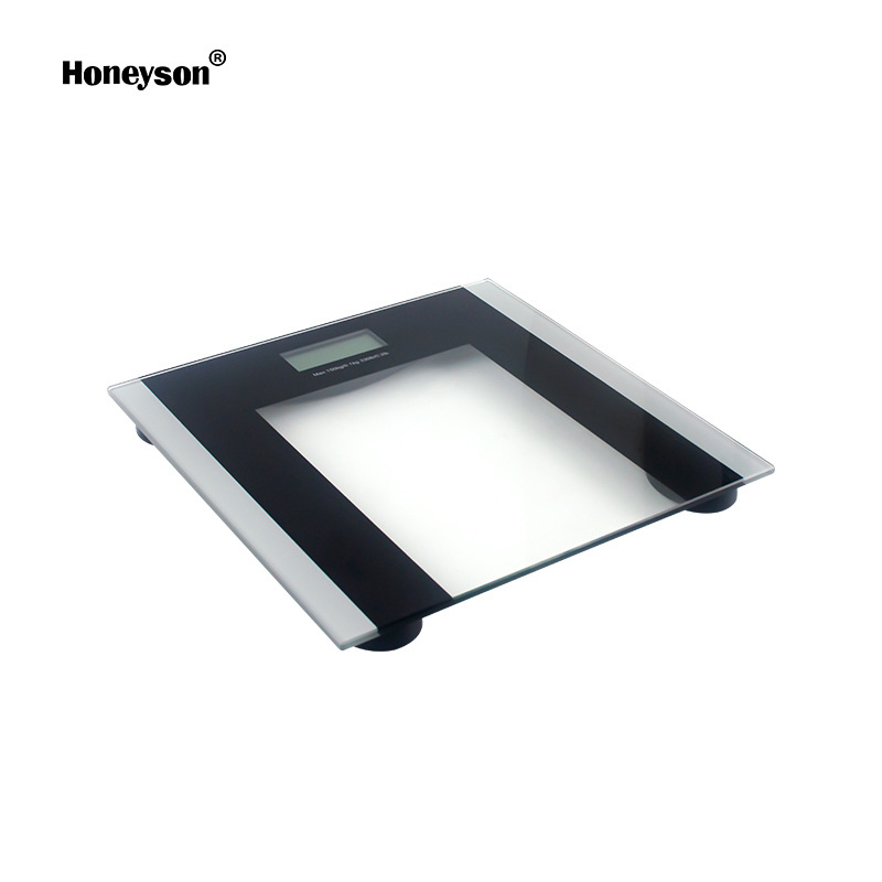 Honeyson fábrica al por mayor baño balanza electrónica HS-198 vidrio templado Star Hotel 150kg