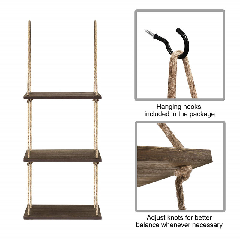 Transfronterizo dedicado estante de madera estante de la pared estante de almacenamiento país colgante de pared estante flotante de tres capas Amazon Venta caliente en stock