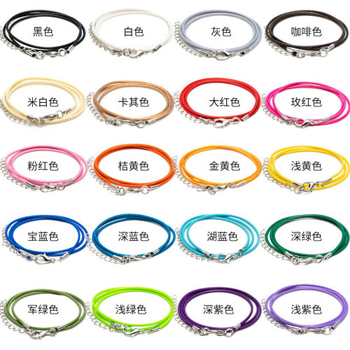 Korean wax rope necklace cord lobster claw clasp black wax thread leather cord pendant cord handmade DIY jewelry accessory hanger cord