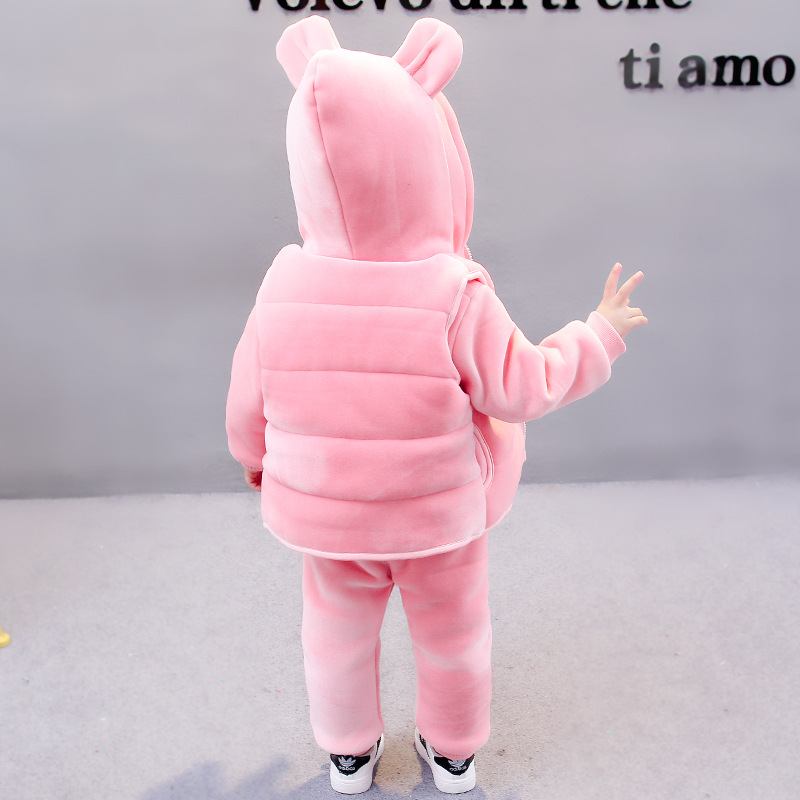 Pig pink sweater three-piece set