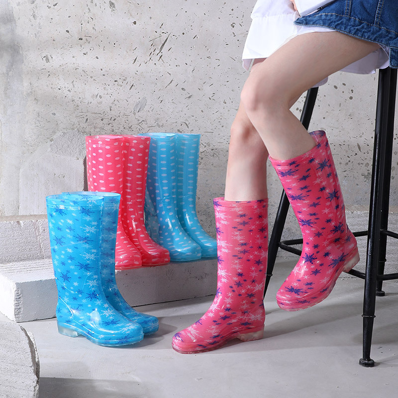 Hot sale adult non-slip waterproof wear-resistant fashion high barrel rain boots plus velvet cotton water shoes PVC rain boots ladies Hot sale adult non-slip waterproof wear-resistant fashion high barrel rain boots plus velvet cotton water shoes PVC rain boots ladies