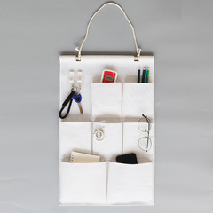 Japanese minimalist cotton and linen fabric storage pouch, original color multi-purpose storage wall-mounted dorm hanging miscellaneous storage bag