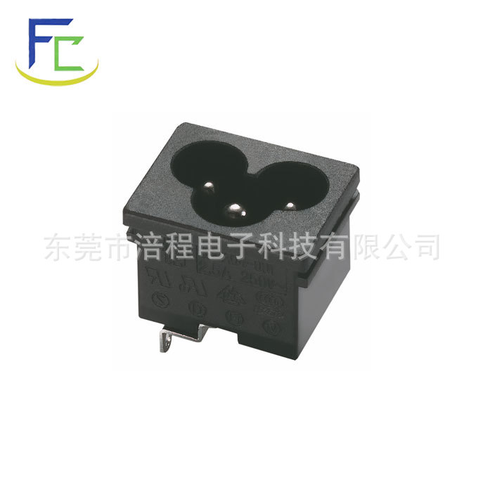 厂家直供三孔电源插座  AC电源卡式品字插座 米老鼠梅花插座