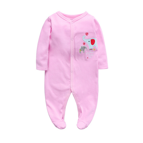 Origin Factory Newborn Baby Foot Crawling Suit for Boys and Girls, Foreign Trade Infants and Toddlers Pure Cotton Long-Sleeved Romper