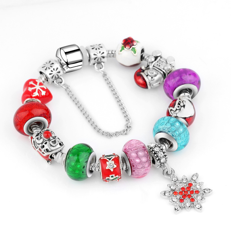 New Retro Style Christmas Exquisite Pan Bracelet DIY European and American Charm Cross-Border Bracelet for Women Wholesale