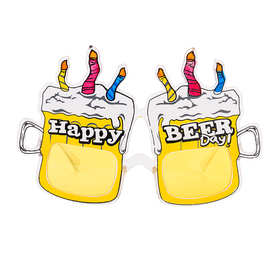 厂家直供生日蛋糕酒杯眼镜 派对搞怪眼镜 生日聚会 酒吧啤酒杯化