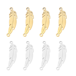 Small leaf leaves stainless steel pendant small pendant connection double hole bracelet real gold plating DIY jewelry accessories