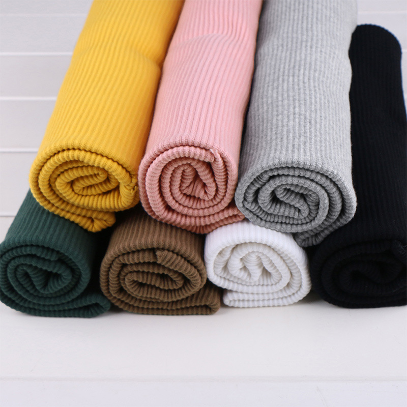 Factory direct knitted cotton Rowan 21 2*2 rib stand cuff neckline vest sweater hem fabric