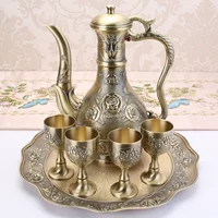 Творческий стеклянный набор для домашнего использования, стопочная рюмка, металлический фляг, высококлассный разливатель вина, европейский стиль, подарок на день рождения