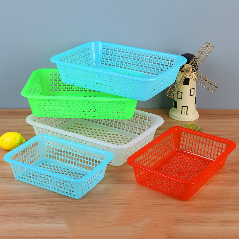 Large wholesale rectangular plastic white square basket rectangular drain basket kitchen turnover basket fruit and vegetable basket