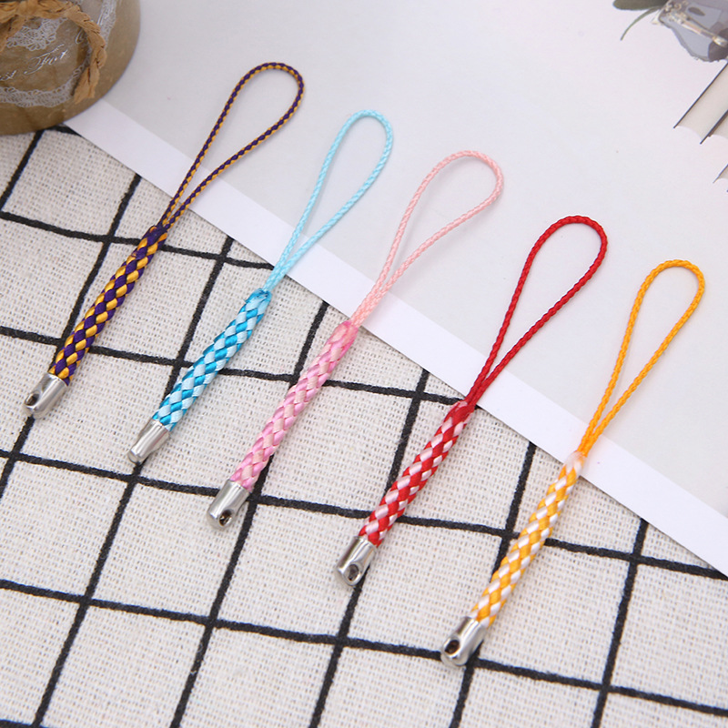 跨境电商根付纽白K无圈人造丝手机挂绳手机配件厂家直供现货批发