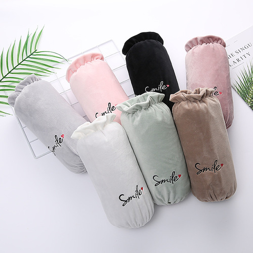 New Autumn/Winter Long Plush Sleeve Socks for Women, Fashion Embroidered Letter Sleeve Covers for Office, Study, Down Jackets, and Students
