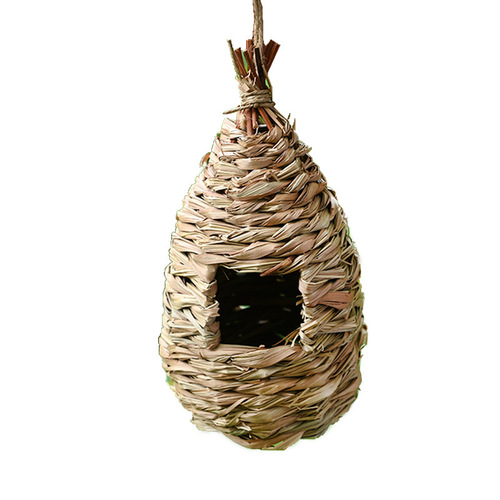 Temu hand-woven hummingbird house creative bird nest hibiscus grass simulated birdhouse garden hanging decoration