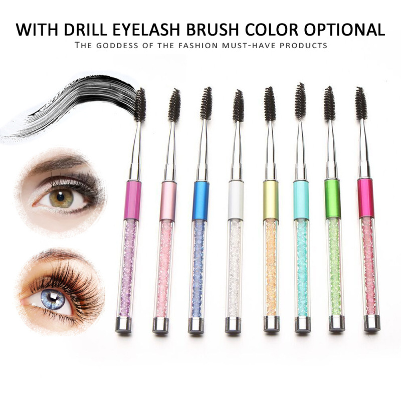 New style rhinestone eye eyelash brush portable rhinestone rod with lid spiral eyelash comb nail brush 10 colors optional New style rhinestone eye eyelash brush portable rhinestone rod with lid spiral eyelash comb nail brush 10 colors optional