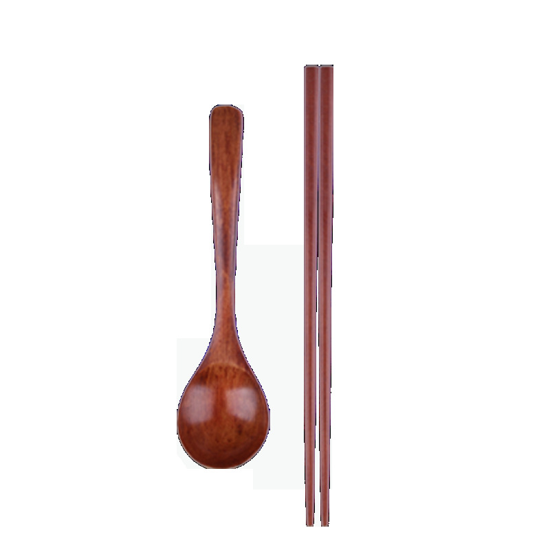 Haya nanmu portátil para viajes al aire libre vajilla de madera al por mayor palillos japoneses cuchara de madera juego de almacenamiento para estudiantes de primaria