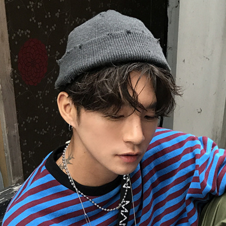 韩国东大门帽子代购同款男女潮破洞乞丐针织帽朋克纯色秋冬毛线帽