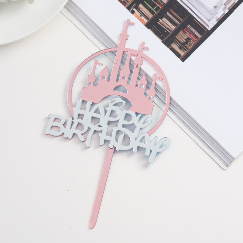 Acrylic Double Layer Castle Cake Baking Decoration Happy Birthday Cake Decoration Insert