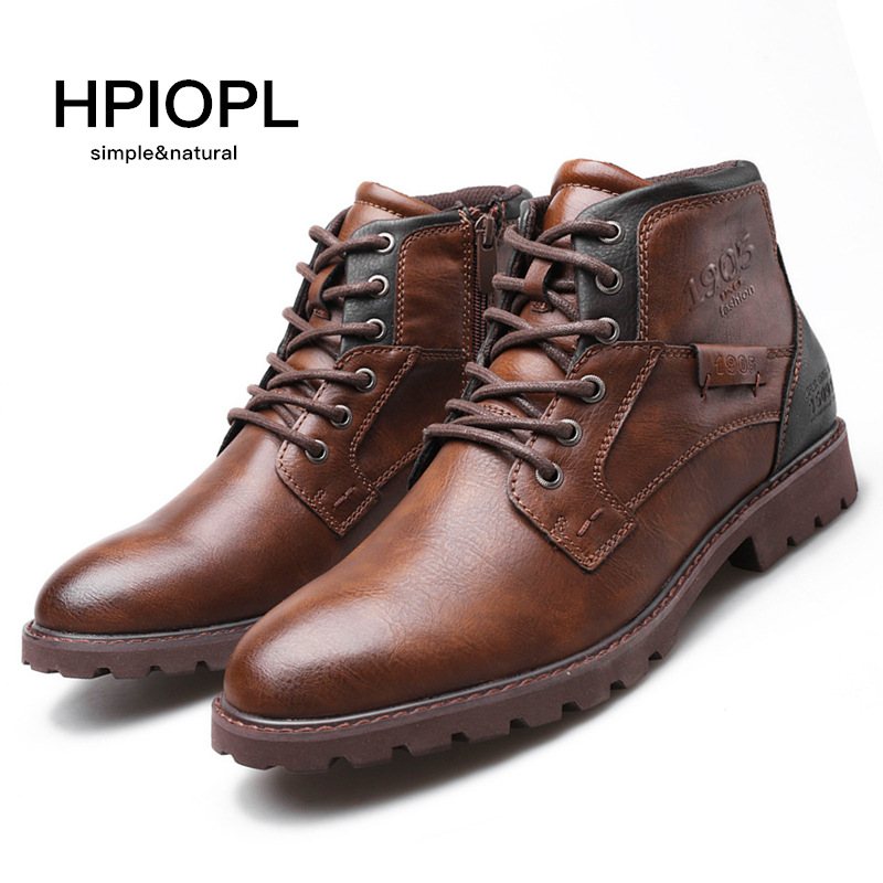 Men's boots Plus-size zipper short boots Men's shoes Autumn and winter high top shoes Desert work boots_voghion.com