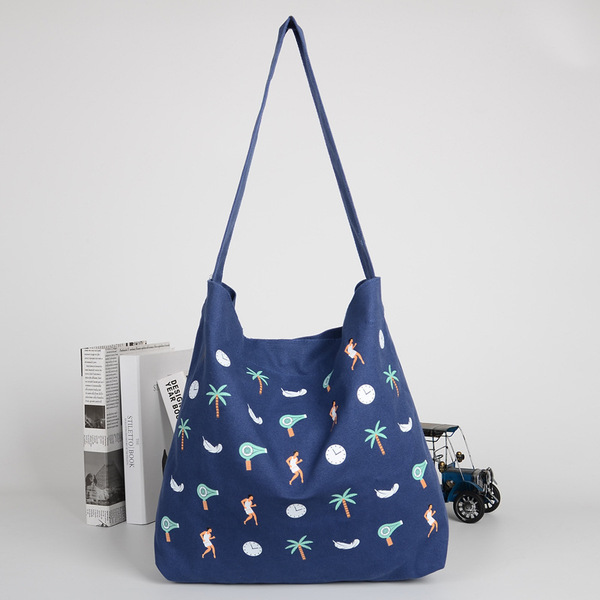Fashionable blue cloth bag one shoulder