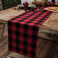 Imanji Yun Mei American Style Red and Black Check Table Flag Party TV Stand Coffee Table Cloth Long Strip Holiday Gift