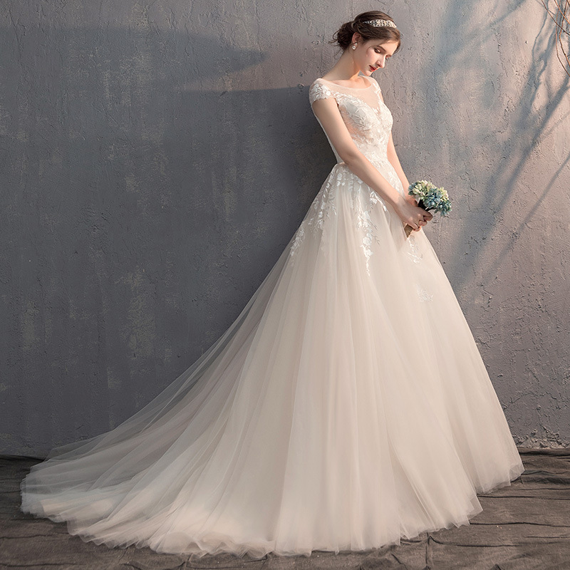 TikTok Starry Sky estilo francés pequeña Luz de cola Vestido DE BODA principal 2024 nuevas mujeres nupciales simples Mori celebridad en línea