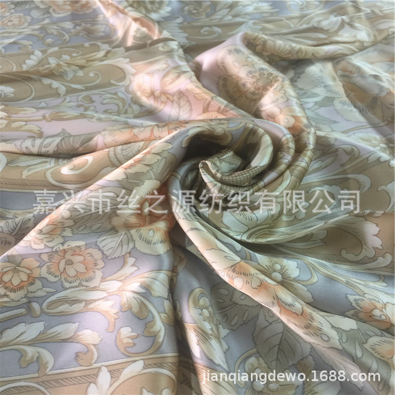 19mm真丝素绉缎家纺印花面料