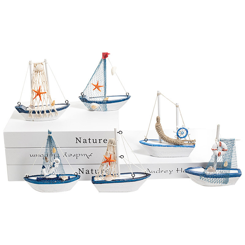 Wholesale Mediterranean wooden canvas boat model ornaments creative online shop photo props cake decoration sailing boat Wholesale Mediterranean wooden canvas boat model ornaments creative online shop photo props cake decoration sailing boat