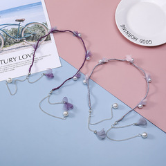 Bracelet with fake earrings, circulating hair accessory, pendant forest girl style, ear drop ancient style, cute and adorable, super korean sweet and fairy-like headwear