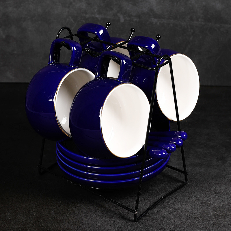 Taza de café en forma de tambor original Taza de moda retro Taza de agua Taza con platillo Cuchara Juego de caja de regalo al por mayor