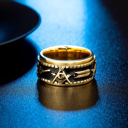 Amazon Rotatable Titanium Steel Masonic Ring Men's Large Wrench Ring Hand Jewelry Wholesale