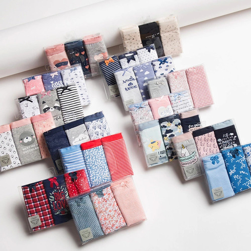 Spanish single foreign trade women's boxed briefs, women's cotton underwear, low-waist shorts, 3-pack