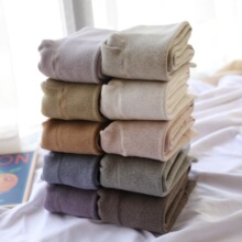 2000D冬款燕麦色加厚羊羔绒棉质竖条螺纹微压显瘦保暖打底连裤袜