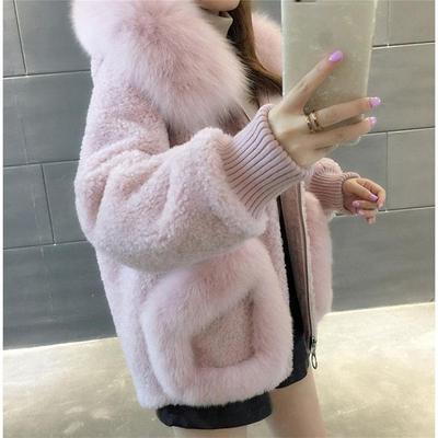 Women's Clothing 2024 new fox fur collar sheep shearling fur coat women autumn and winter style hooded short coat_voghion.com