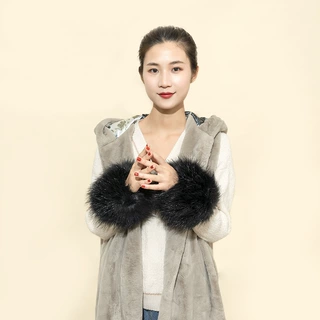 定制皮草手圈仿狐狸毛冬季袖套护腕防风保暖护袖成人防寒加厚防滑