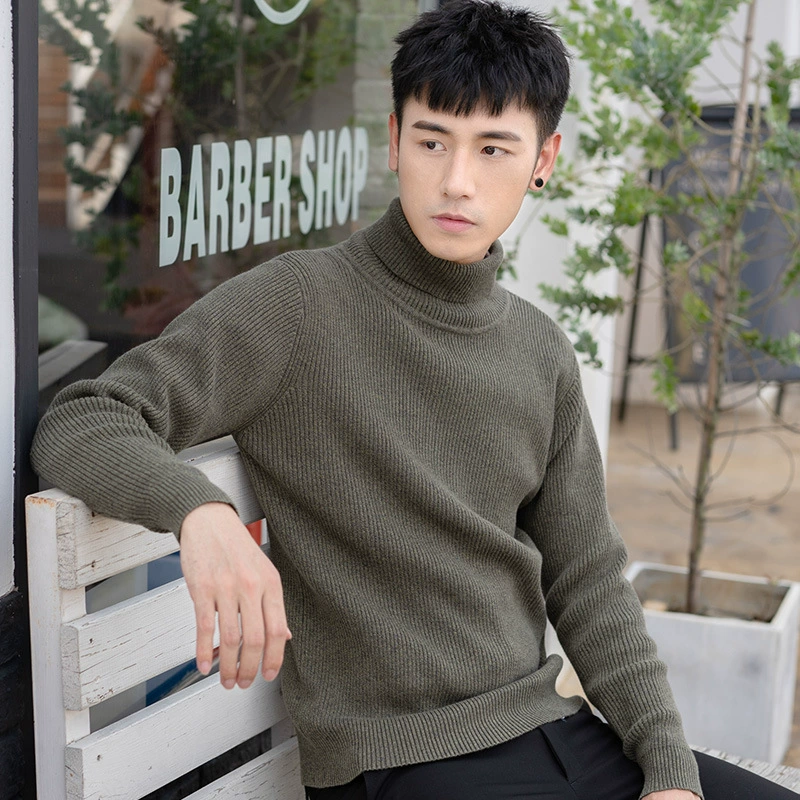 [Распродажа] Зимний свитер Мужская водолазка Вязаный свитер Корейский однотонный модный теплый свитер с длинным рукавом