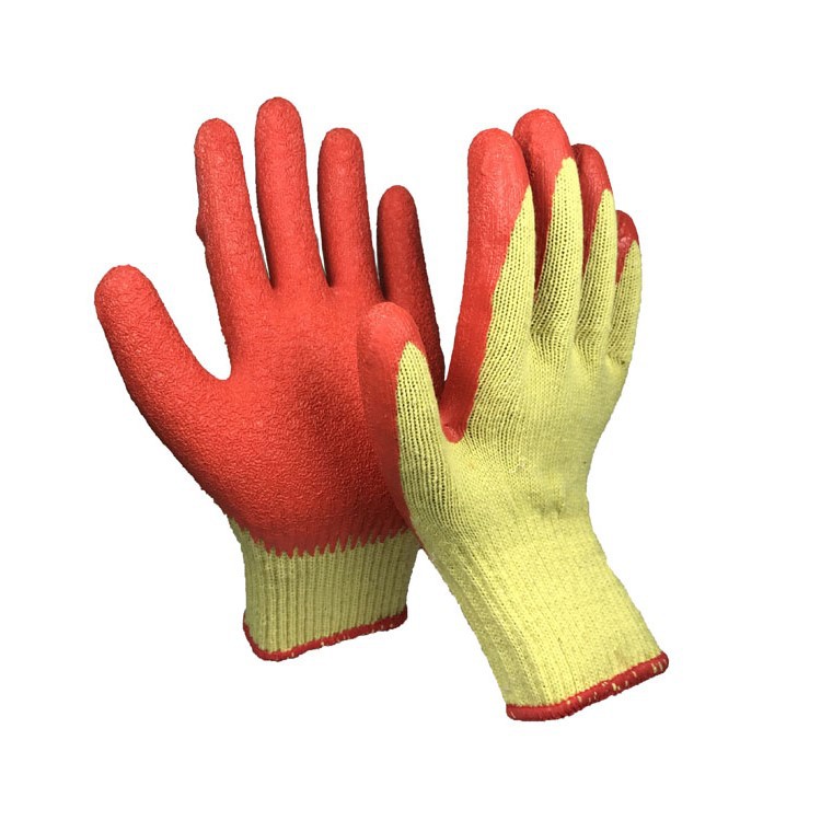 十针21支棉纱乳胶皱纹工作手套浸胶手套干活防护手套厂家供应