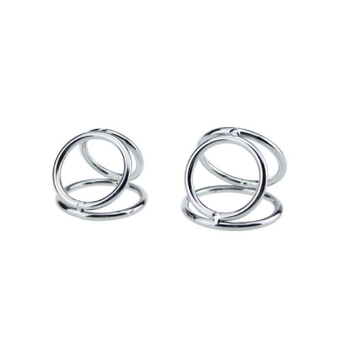 Metal lock sperm ring for men adult sex toy cock three-ring manufacturer direct supply manganese steel penis ring restraint toys