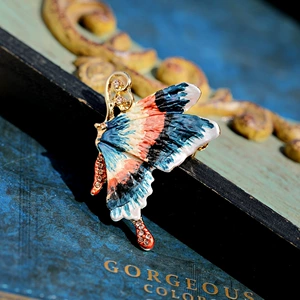 Enamel butterfly brooch temperament retro small fresh corsage buckle scarf shawl buckle anti-light pin X1203