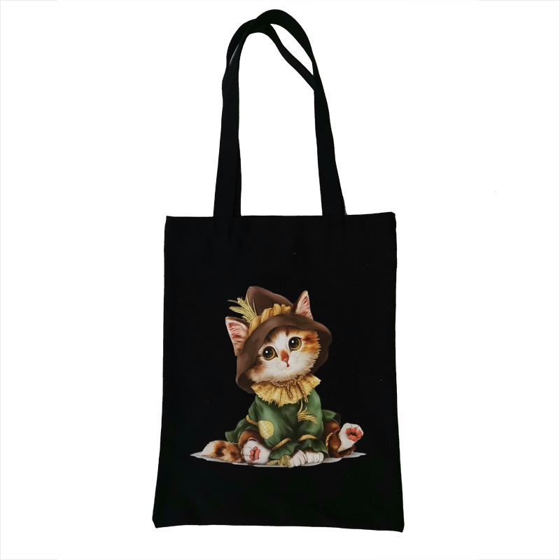 Bolsa de compras de lona en blanco en stock bolsa de lona portátil de impresión en color bolsa de lona negra publicitaria con logotipo