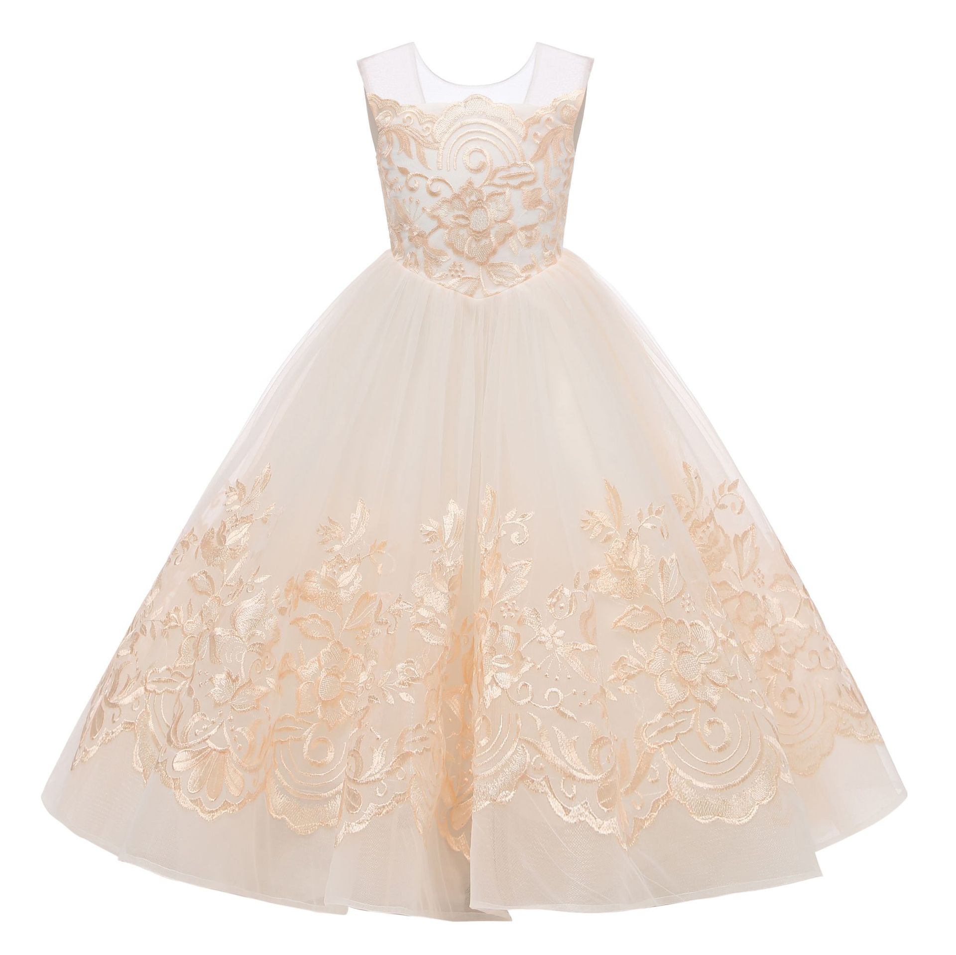 Aibao mostrar cumpleaños trailing encaje europeo y americano niñas vestido de niña las flores nuevos niños sin mangas pettiskirt