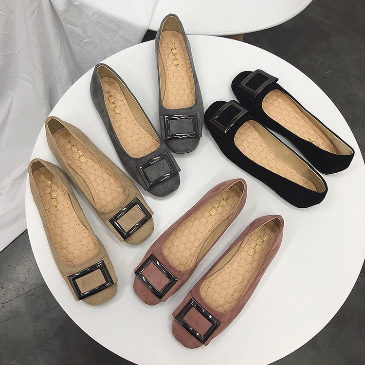 Zapatos de una sola capa para mujeres 2023 primavera casual zapatos de la abuela del dedo del pie cuadrado hebilla cuadrada mocasines ligeros slip-on zapatos femeninos